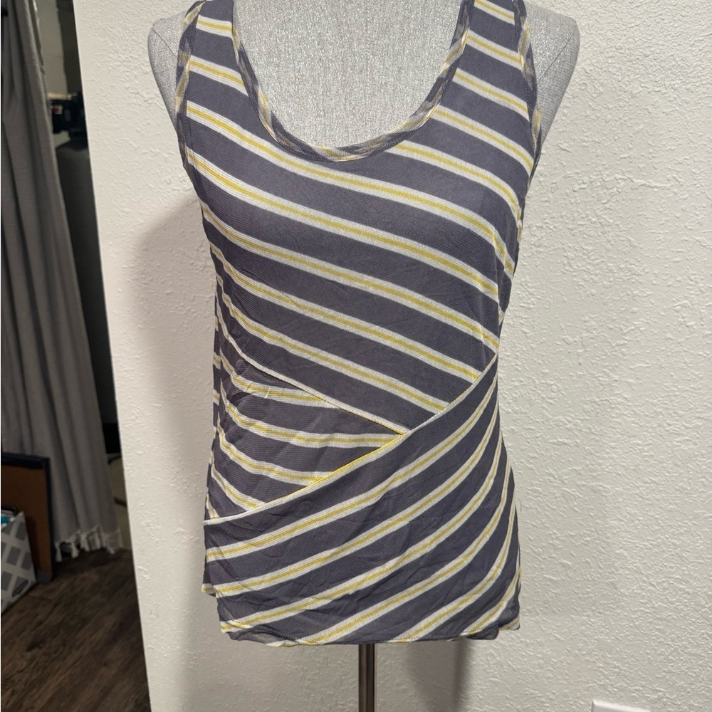 Lynn Ritchie SILVER brands Striped Gray and Yellow Women's Top. Sz L - Picture 2 of 7